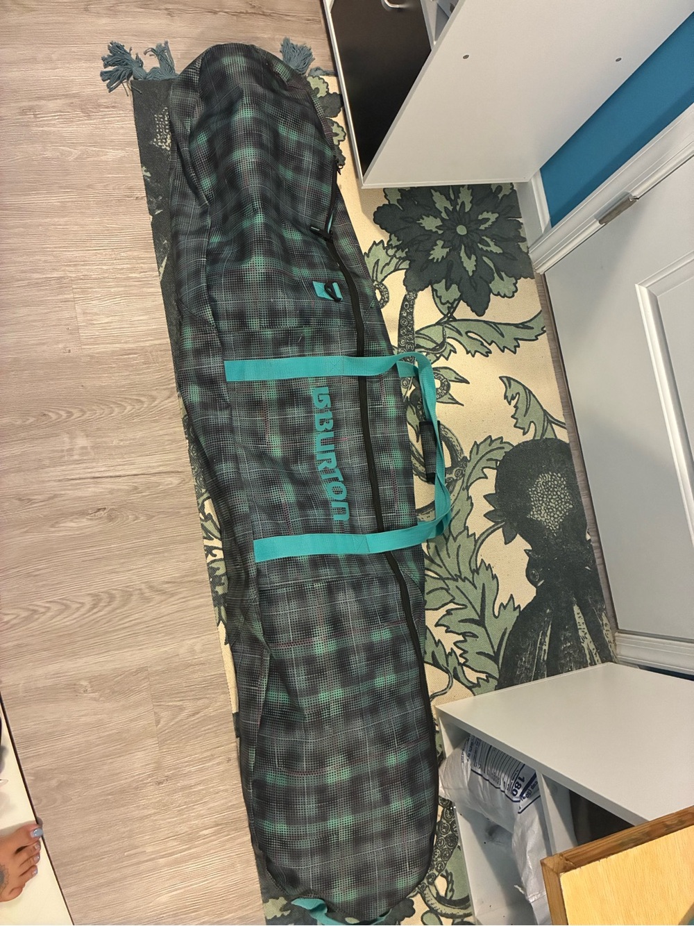 Burton Teal and Black Plaid Kids Snowboard Bag